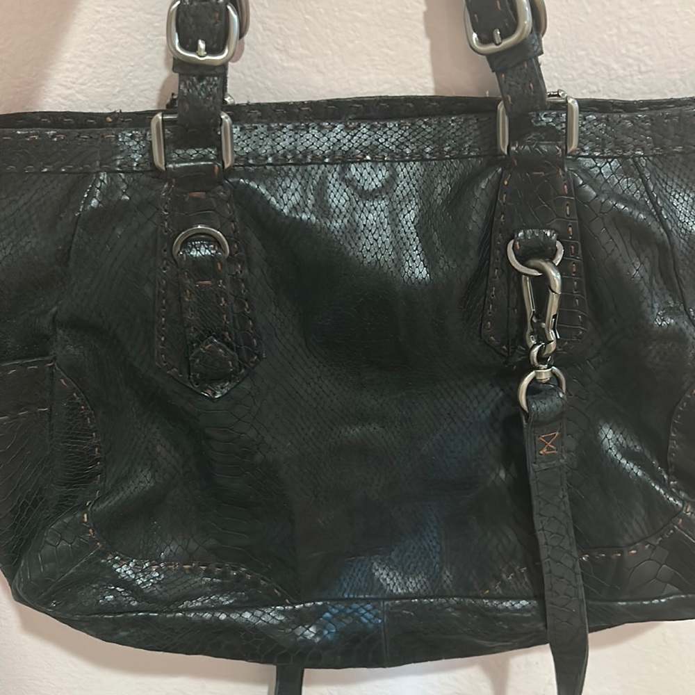 CARLA MANCINI BLACK CROCODILE TOTE